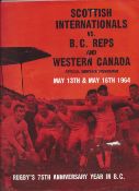 Rare 1964 Scotland Rugby tour of Canada double programme - to incl v British Columbia Reps and v