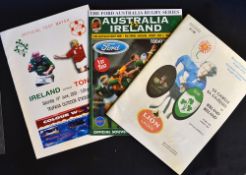 3x Ireland Overseas rugby tour programmes - to incl 1981 South Africa Gazelles v Ireland played at