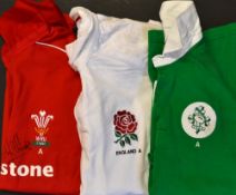 3x Official Five Nations International "A" team players' rugby shirts - to incl England No.18,