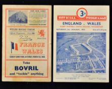 2x 1950 Wales Rugby Grand Slam programmes - Wales 1st Grand Slam since 1911 to incl the match