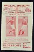 1946/1947 Heart of Midlothian v Chelsea friendly match programme at Tynecastle dated 21 April