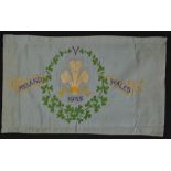 Fine 1933 Ireland v Wales Touch Flag: rare and embroidered silk rugby touch judge's flag from this