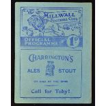 Pre-war 1938/39 Millwall v Plymouth Argyle Division 2 match programme at The Den dated 24