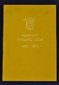 Newport Athletic Club 1875-1975 Centenary rugby book - in the original amber and gilt decorative