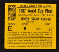 1987 Inaugural Rugby World Cup Final ticket - New Zealand All Blacks (29) v France (9) played in