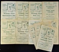 Selection of Plymouth Argyle home match programmes to include 1952/53 Bournemouth Reserves,