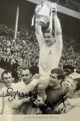 Jimmy Greaves and Pat Jennings Signed Football Print a black and white print depicting the team