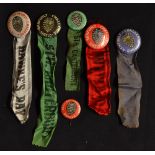 New Zealand Ranfurly Shield rugby lapel badges with ribbons c.1960's - collection of 6x different