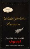 Scarce and rare 1924 New Zealand All Blacks Rugby Golden Jubilee Reunion signed dinner menu held