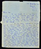 1966 Hand Written Letter by Tom Finney with content regarding the death of his brother to cancer