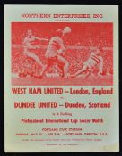 1969 Dundee Utd v West Ham Utd Exhibition match played in Portland, Oregon, USA. programme dated