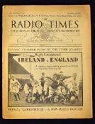 Scarce 1932 Radio Times Journal of the BBC - the front cover highlighting "Rugby International