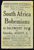 1924 South Africa v Bohemians Football Advertising Pamphlet date 30 Aug at Dalymount Park, first