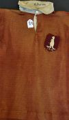 Rare 1919 Australia Rugby League jersey - maroon woollen long sleeve shirt with white collar with