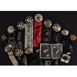 17x various New Zealand All Blacks rugby souvenir pin badges from 1960/1990's -no exact duplication,