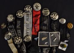 17x various New Zealand All Blacks rugby souvenir pin badges from 1960/1990's -no exact duplication,