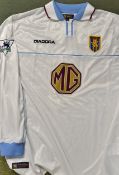 2002/03 Juan Pablo Angel Signed Aston Villa match worn football shirt a long sleeve away shirt