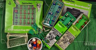 Subbuteo Selection to include Subbuteo teams in light blue shirts Ref 154, white shirt black shorts,