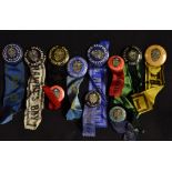 New Zealand Ranfurly Shield rugby lapel badges with ribbons c.1960's - collection of 11x different