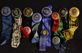 New Zealand Ranfurly Shield rugby lapel badges with ribbons c.1960's - collection of 11x different