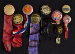 10x various British Lions to New Zealand rugby souvenir tour badges from the 1950's onwards - to