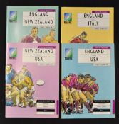 Rugby World Cup 1991 Programmes, England's 3x group games v New Zealand, v Italy and v USA, c/w NZ v