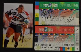 2x 1999 Rugby World Cup Australia signed tickets to incl the Final Australia v France signed