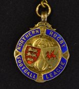 1961/62 Northern Rugby League runners-up medal - silver gilt and enamel medal won by Wakefield