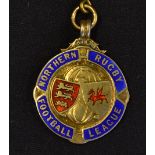 1961/62 Northern Rugby League runners-up medal - silver gilt and enamel medal won by Wakefield