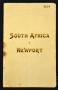 1931 Newport v South Africa Springboks Rugby Programme: Scarce tour programme for this game won 15-3