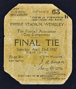 1927 FA Cup Final match ticket Cardiff City v Arsenal at Wembley dated 23 April , West standing