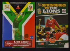 2x 1997 British Lions rugby tour to South Africa programmes - to include both the 1st and 2nd test