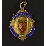 1956/57 Lancashire Rugby League silver gilt and enamel winners medal - engraved on the reverse "