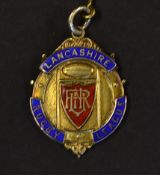 1956/57 Lancashire Rugby League silver gilt and enamel winners medal - engraved on the reverse "