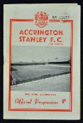 1961/62 Accrington Stanley v Bradford City the final home programme produced by Stanley before their