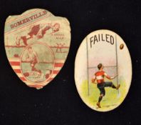 Scarce Baines Rugby Trade card for "Somerville" with caption "A flying kick' some soiling and