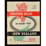1959 British Lions Rugby Programme: v New Zealand for 4th Test at Auckland, won 9-6 by the Lions.