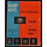 1966 British Lions v New South Wales rugby programme - played in Sydney on 21 May ending in 6-6