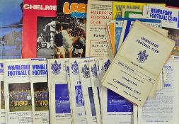 Wimbledon FC football programmes from 1963 to 1977 including homes and aways, a F/G condition