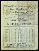 Pre-War 1929/30 West Ham Utd v Sheffield Utd match programme folds, marks, fair at best.