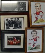 World Cup 1966 Framed Prints (3) plus caricature prints artist signed limited editions featuring