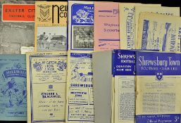 Collection of Shrewsbury Town home programmes to include 1951/52 Port Vale, 1952/53 Walsall 1953/