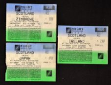 3x 1991 Rugby World Cup Scotland group stage match tickets all played at Murrayfield to incl vs