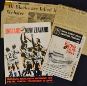 Rare 1973 New Zealand All Blacks v England rugby programme - played at Auckland with historic