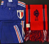 1977 Official France rugby tour to New Zealand training top and scarf - attributed to Jean Claude