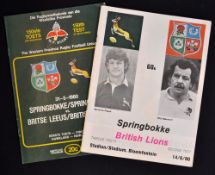 2x 1980 British Lions v South Africa rugby programmes - for the 1st and 2nd test matches - the first