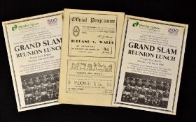 1948 Ireland (Grand Slam) v Wales rugby programme and 2x Reunion Luncheon menus -played at Ravenhill