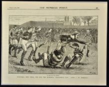Rare 1877 engraved rugby magazine print - Guy's v St Thomas's Hospital Challenge Cup Final - publ'