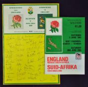 2x 1984 England rugby tour of South Africa test match programmes - to incl both the 1st and 2nd test