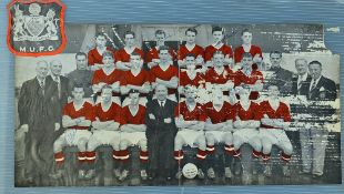 1957 Team picture of Manchester United team group with signatures of the following: Denis Viollet,